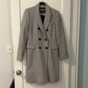 Zara Manteco Gray Wool Double-Breasted Women's Coat